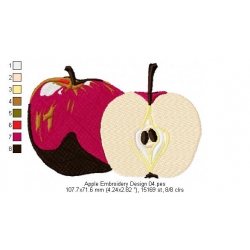 Apple Embroidery Design 04
